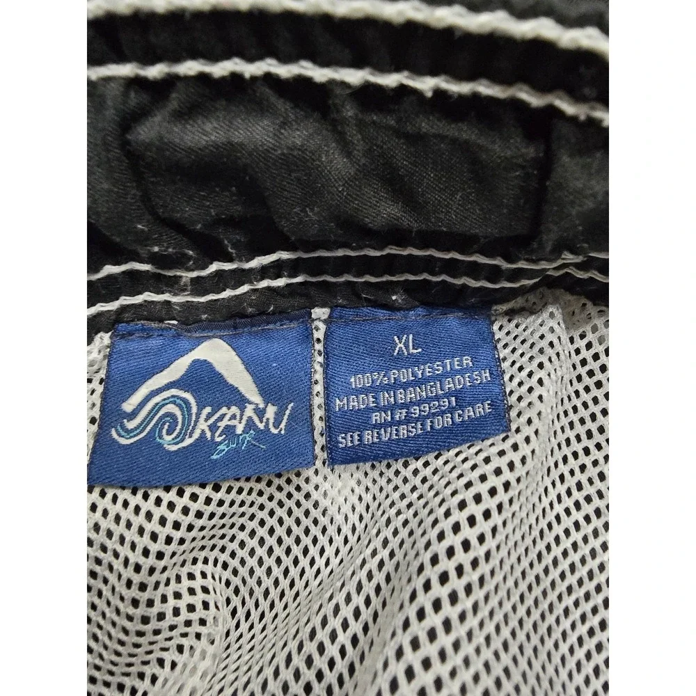 Kanu Surf Mens Black White Striped Cargo Board Shorts Swim Trunks XL Mesh Liner‎